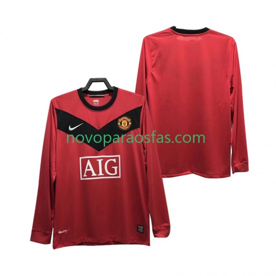 Camisolas Manchester United 2009 Retro Homem Casa 2010 Manga Comprida