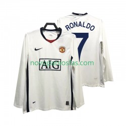Camisolas Manchester United Ronaldo 7 Premier League 2009 Retro Homem Visitante 2008 Manga Comprida