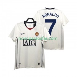 Camisolas Manchester United Ronaldo 7 Premier League 2009 Retro Homem Visitante 2008 Manga Curta