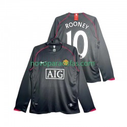 Camisolas Manchester United Rooney 10 2007 Retro Homem Visitante 2008 Manga Comprida