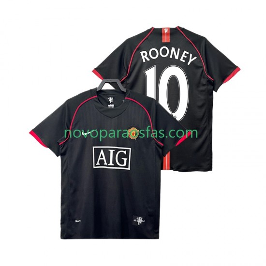 Camisolas Manchester United Rooney 10 2007 Retro Homem Visitante 2008 Manga Curta