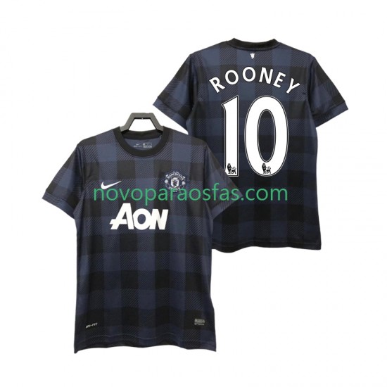 Camisolas Manchester United Rooney 10 2013 2014 Retro Homem Visitante Manga Curta