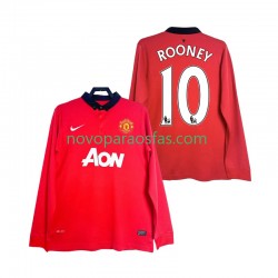 Camisolas Manchester United Rooney 10 2013 2014 Retro Homem Casa Manga Comprida