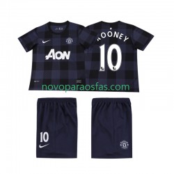 Camisolas Manchester United Rooney 10 2013 2014 Retro Criança Visitante Manga Curta