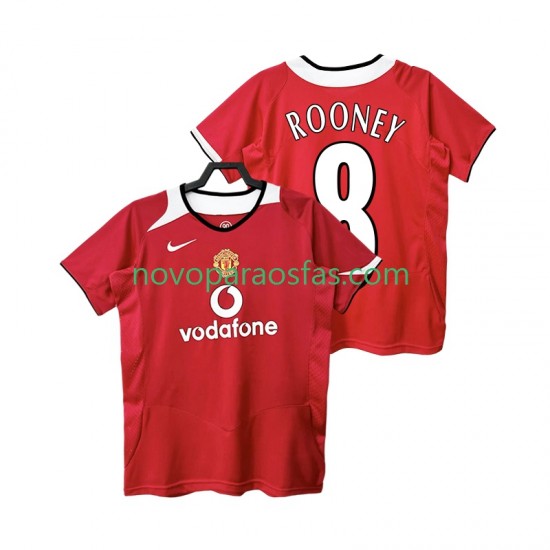 Camisolas Manchester United Rooney 8 2005 Retro Homem Casa 2006 Manga Curta