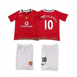 Camisolas Manchester United Ruud van Nistelrooy 2005 Retro Criança Casa 2006 Manga Curta