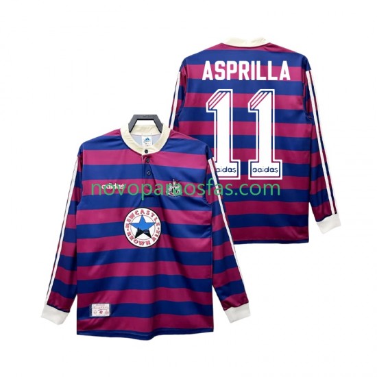 Camisolas Newcastle United ASPRILLA 11 1995 1997 Retro Homem Visitante Manga Comprida