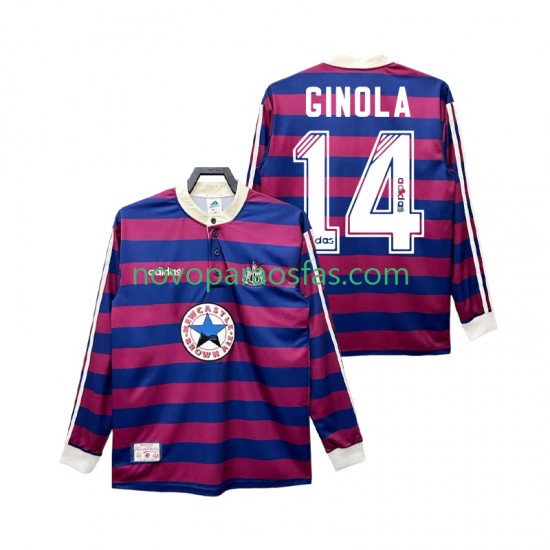 Camisolas Newcastle United GINOLA 14 1995 1997 Retro Homem Visitante Manga Comprida