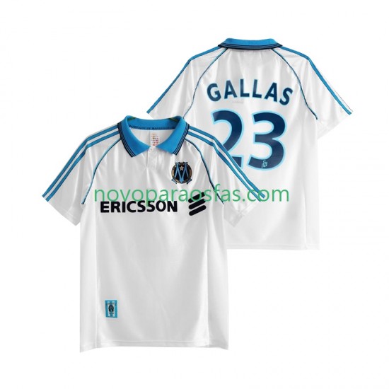 Camisolas Olympique de Marseille Gallas 23 Retro Homem Casa 1998 1999 Manga Curta