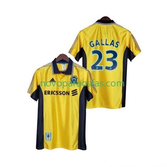 Camisolas Olympique de Marseille Gallas 23 Retro Homem Alternativo 1998 1999 Manga Curta