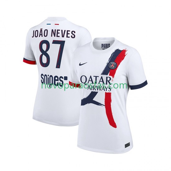 Camisolas Paris Saint-Germain Joao Neves 87 Homem Visitante 2025-2026 Manga Curta