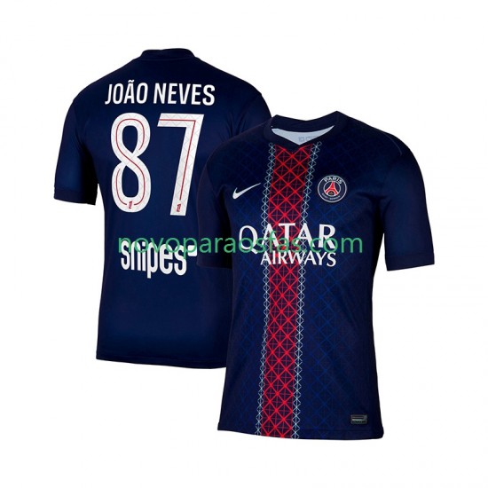 Camisolas Paris Saint-Germain Joao Neves 87 Homem Casa 2025-2026 Manga Curta