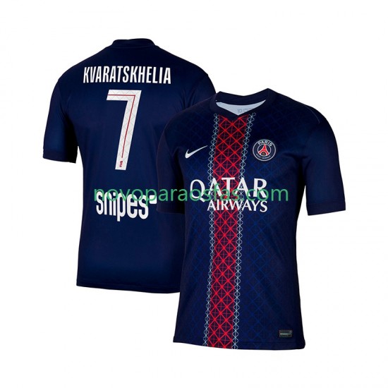 Camisolas Paris Saint-Germain Khvicha Kvaratskhelia 7 Homem Casa 2025-2026 Manga Curta