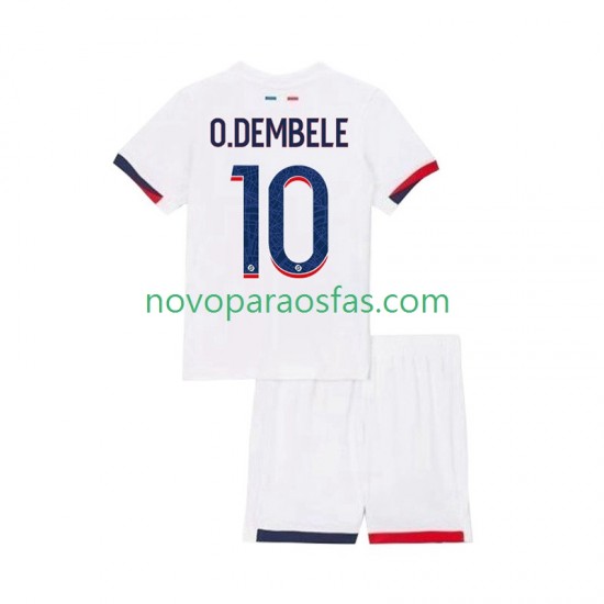 Camisolas Paris Saint-Germain Ousmane Dembele 10 Criança Visitante 2025-2026 Manga Curta
