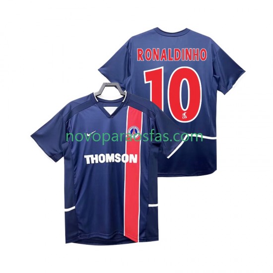 Camisolas Paris Saint-Germain RONALDINHO 10 2003 Retro Homem Casa 2002 Manga Curta
