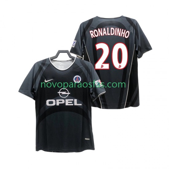 Camisolas Paris Saint-Germain RONALDINHO 20 2001 Retro Homem Alternativo 2002 Manga Curta