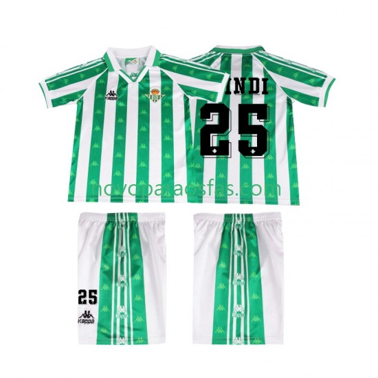 Camisolas Real Betis FINIDI 25 1996 1997 Retro Criança Casa Manga Curta