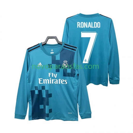 Camisolas Real Madrid CRISTIANO RONALDO 7 2017 2018 Retro Homem Alternativo Manga Comprida