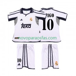 Camisolas Real Madrid FIGO 10 2001 Retro Criança Casa 2002 Manga Curta