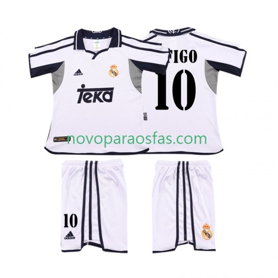 Camisolas Real Madrid FIGO 10 2001 Retro Criança Casa 2002 Manga Curta