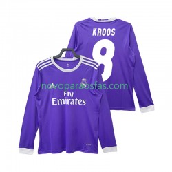 Camisolas Real Madrid KROOS 8 2016 2017 Retro Homem Visitante Manga Comprida