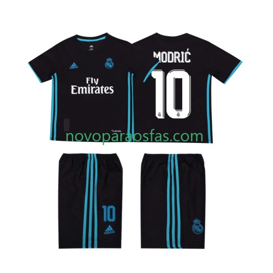 Camisolas Real Madrid Modrić 10 2017 2018 Retro Criança Visitante Manga Curta