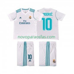 Camisolas Real Madrid Modrić 10 2017 2018 Retro Criança Casa Manga Curta