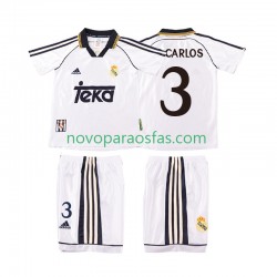 Camisolas Real Madrid R CARLOS 3 2000 Retro Criança Casa 1998 Manga Curta