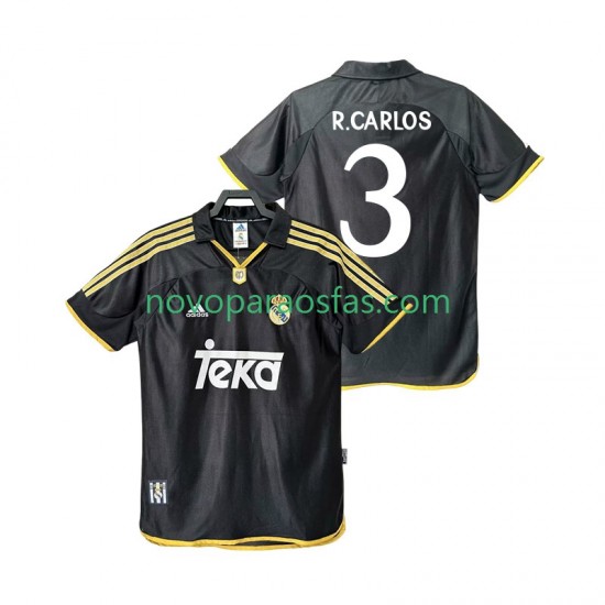 Camisolas Real Madrid R.CARLOS 3 2001 Retro Homem Visitante 1999 Manga Curta