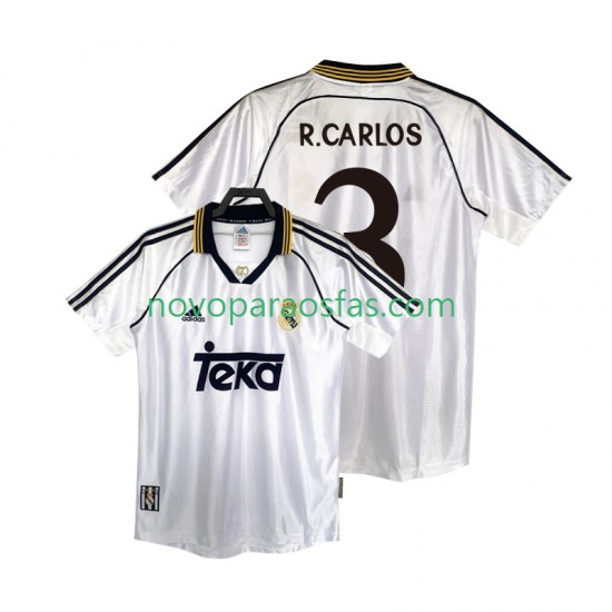 Camisolas Real Madrid R.CARLOS 3 2000 Retro Homem Casa 1998 Manga Curta