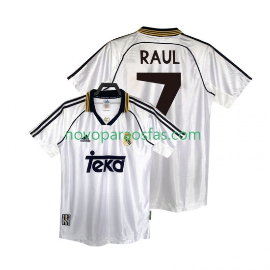 Camisolas Real Madrid RAUL 7 2000 Retro Homem Casa 1998 Manga Curta