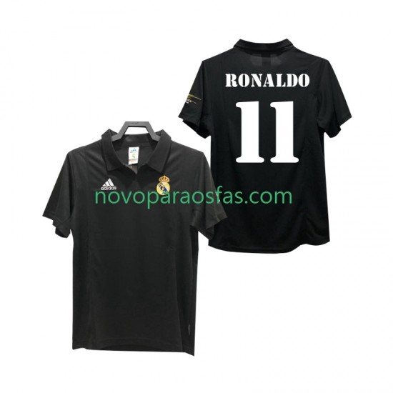 Camisolas Real Madrid RONALDO 11 2003 Retro Homem Visitante 2002 Manga Curta