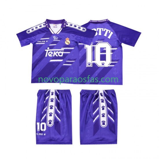 Camisolas Real Madrid TOTTI 10 1996 Retro Criança Visitante 1994 Manga Curta