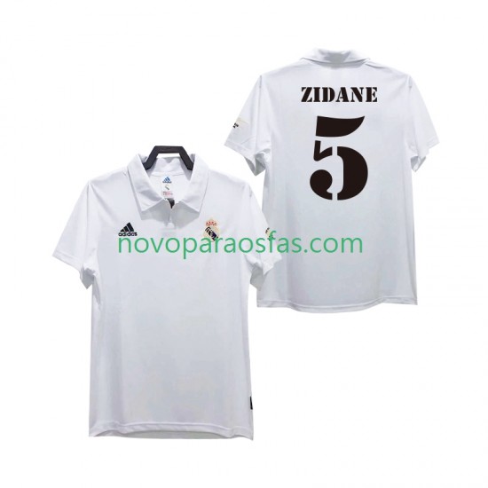 Camisolas Real Madrid ZIDANE 5 2003 Retro Homem Casa 2002 Manga Curta