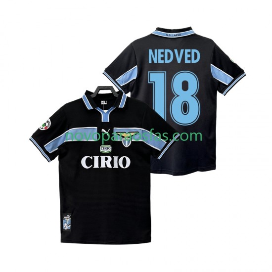 Camisolas SS Lazio NEDVED 18 Retro Homem Visitante 1998 1999 Manga Curta