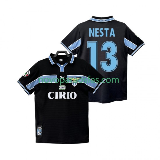 Camisolas SS Lazio NESTA 13 Retro Homem Visitante 1998 1999 Manga Curta