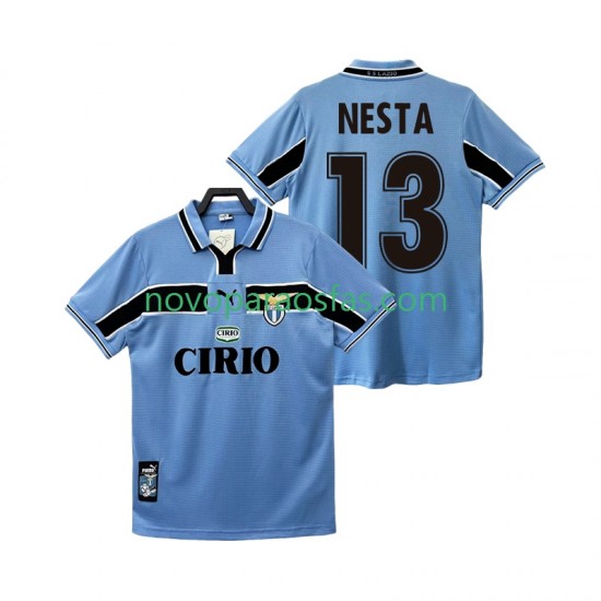 Camisolas SS Lazio NESTA 13 Retro Homem Casa 1998 1999 Manga Curta