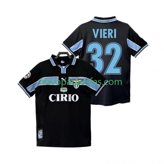 Camisolas SS Lazio VIERI 32 Retro Homem Visitante 1998 1999 Manga Curta