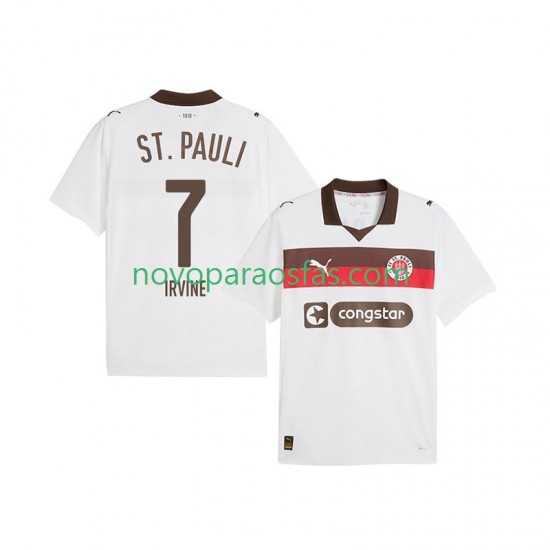 Camisolas St. Pauli Jackson Irvine 7 Homem Visitante 2025-2026 Manga Curta
