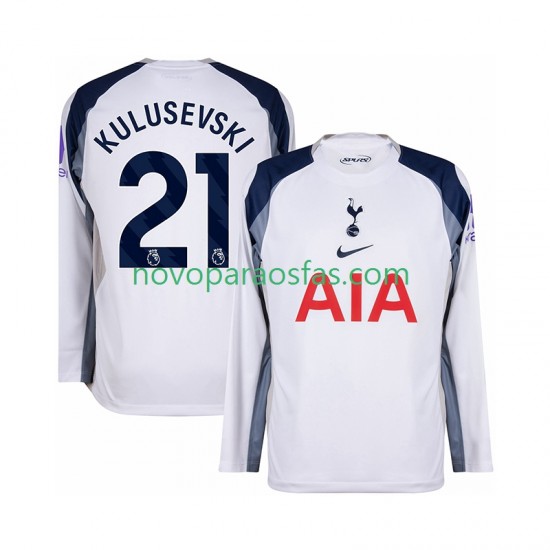 Camisolas Tottenham Hotspur Kulusevski 21 Homem Casa 2025-2026 Manga Comprida