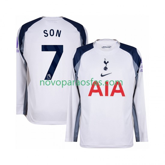 Camisolas Tottenham Hotspur Son Heung-Min 7 Homem Casa 2025-2026 Manga Comprida