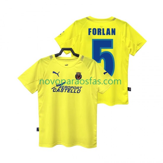 Camisolas Villarreal CF FORLAN 5 2005 Retro Homem Casa 2006 Manga Curta