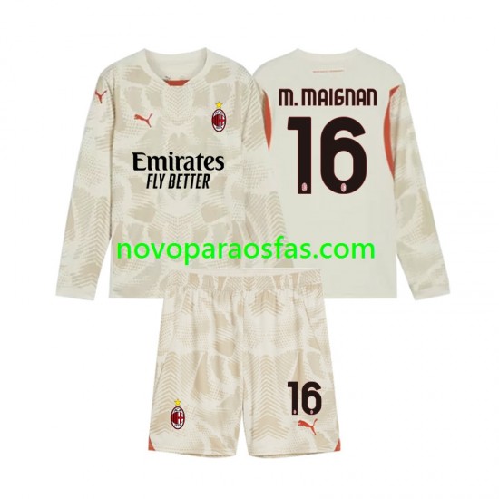 Camisolas AC Milan Mike Maignan 16 Guarda-redes Criança Alternativo 2024-2025 Manga Comprida