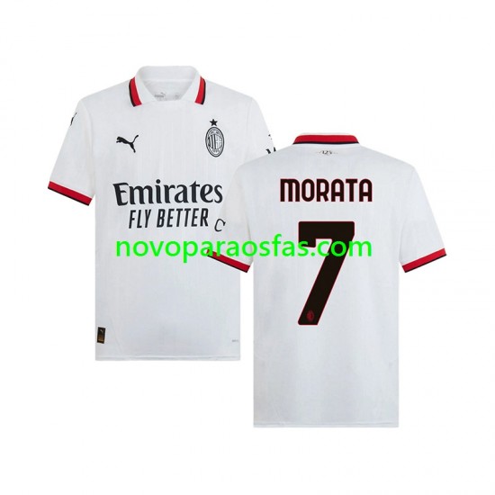 Camisolas AC Milan Morata 7 Homem Visitante 2024-2025 Manga Curta