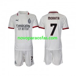 Camisolas AC Milan Morata 7 Criança Visitante 2024-2025 Manga Curta
