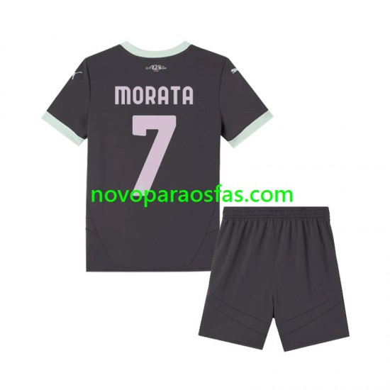 Camisolas AC Milan Morata 7 Criança Alternativo 2024-2025 Manga Curta