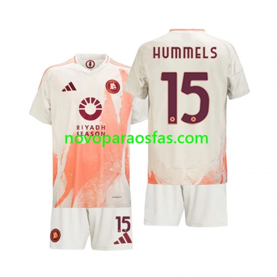 Camisolas AS Roma Mats Hummels 15 Criança Visitante 2024-2025 Manga Curta