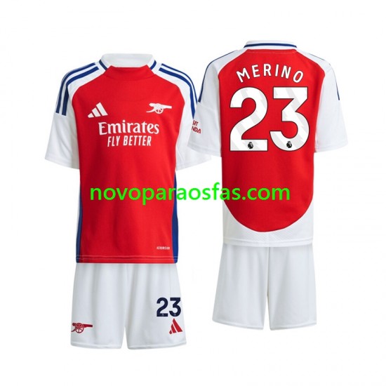 Camisolas Arsenal Merino 23 Criança Casa 2024-2025 Manga Curta