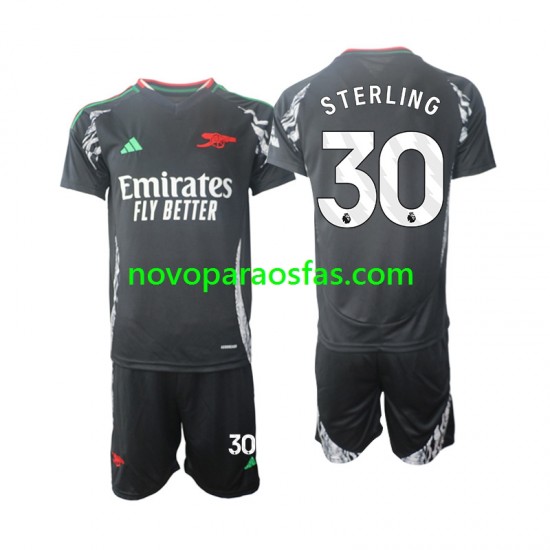 Camisolas Arsenal Sterling 30 Criança Visitante 2024-2025 Manga Curta