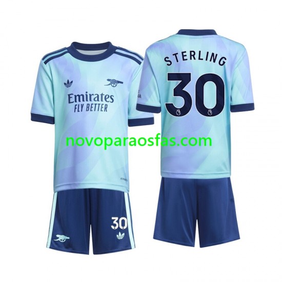 Camisolas Arsenal Sterling 30 Criança Alternativo 2024-2025 Manga Curta
